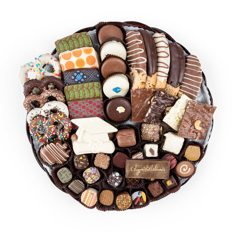 Graduation Chocolate Combo Platter - 12 Inch Round