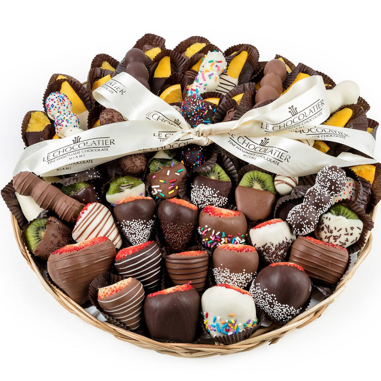 Passover Chocolate Dipped Fresh Fruit Platter - 16 inch