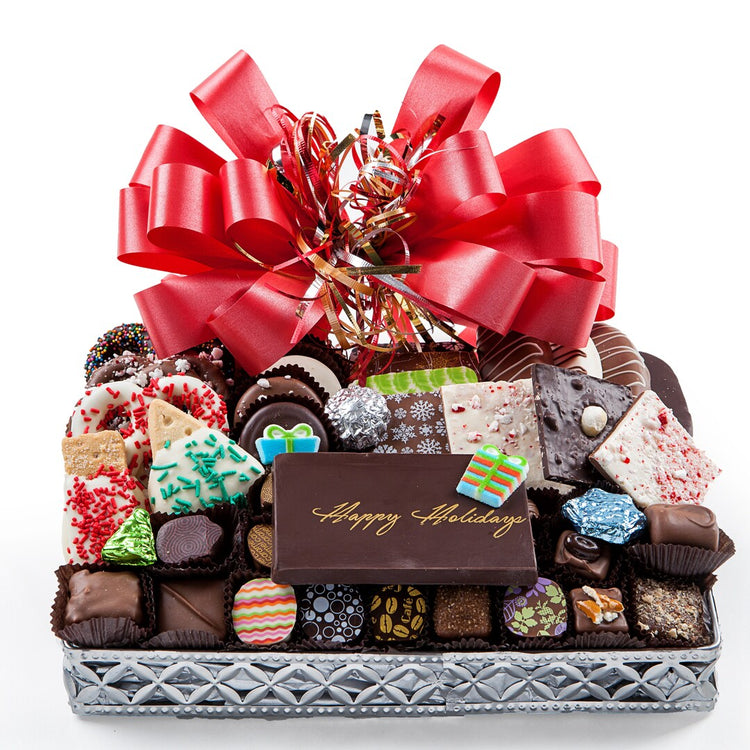 Christmas Holiday Silver Gift Basket - Medium