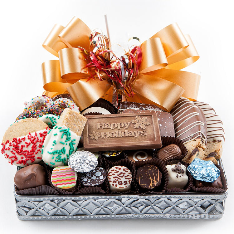 Christmas Holiday Silver Gift Basket - Small