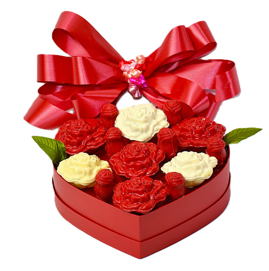 Chocolate Flower Bouquet Heart Box