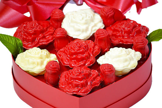 Chocolate Flower Bouquet Heart Box