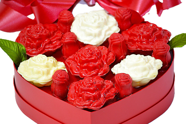 Chocolate Flower Bouquet Heart Box