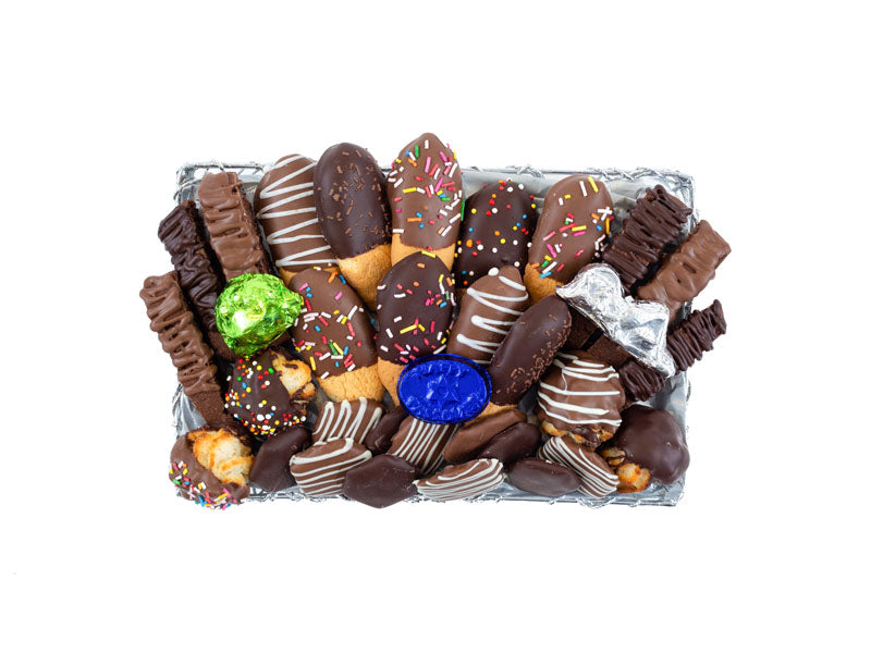 27 Pc - Lady Fingers, Biscotti, Macaroons, Matzah, & truffles, foil frogs, locusts, & Passover plaq.