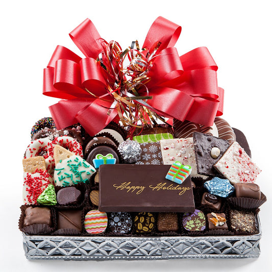 Christmas Holiday Silver Gift Basket - Medium