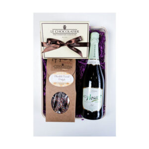 12pc Symphony of Flavors Truffles, 8-pc box of choco Covered Pretzels, & a bottle of Prosecco wine.